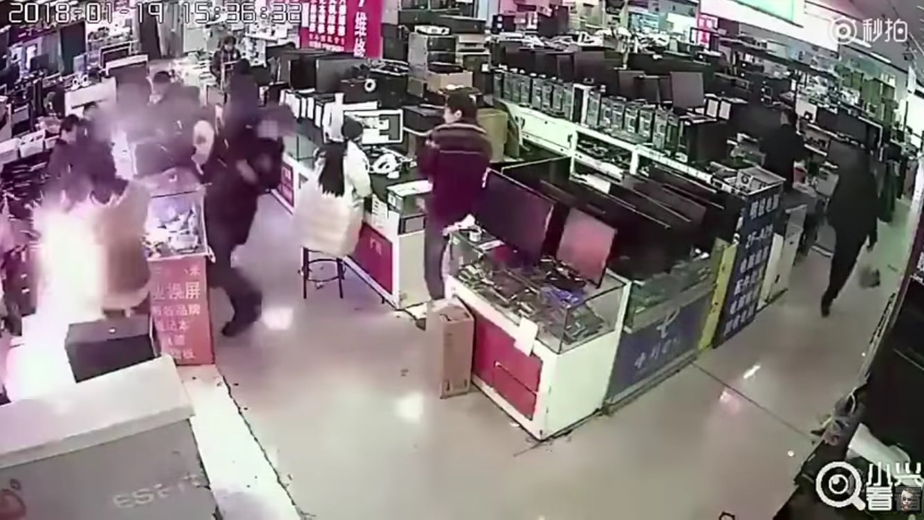 Phone explodes in man's face in store