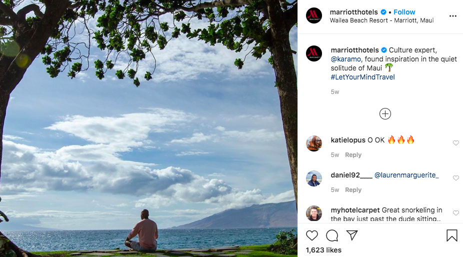 Evergreen hashtags - Marriott hotels - instagram