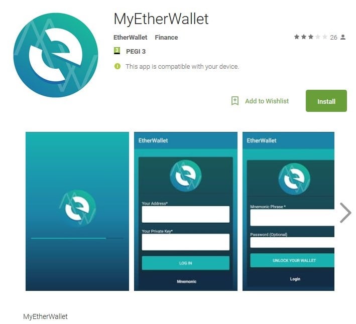 Fake MyEtherWallet Apps