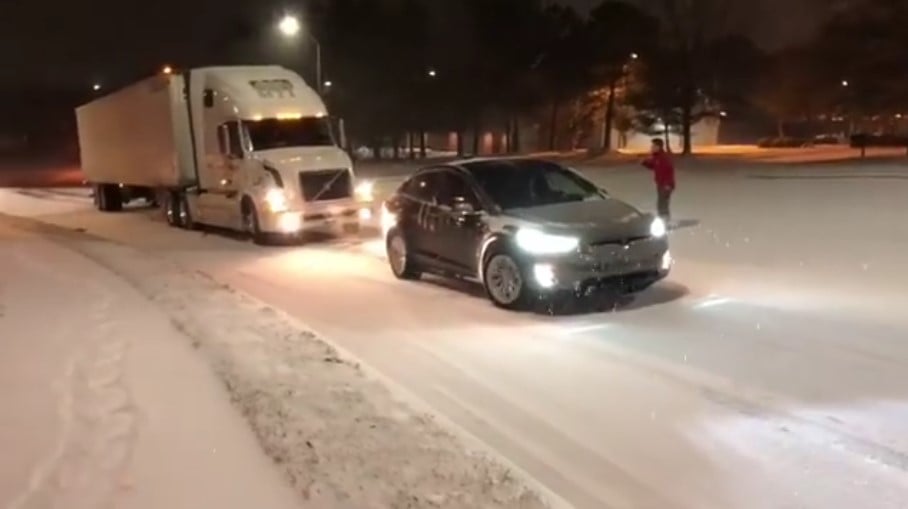 Tesla Model X Pulling A Truck