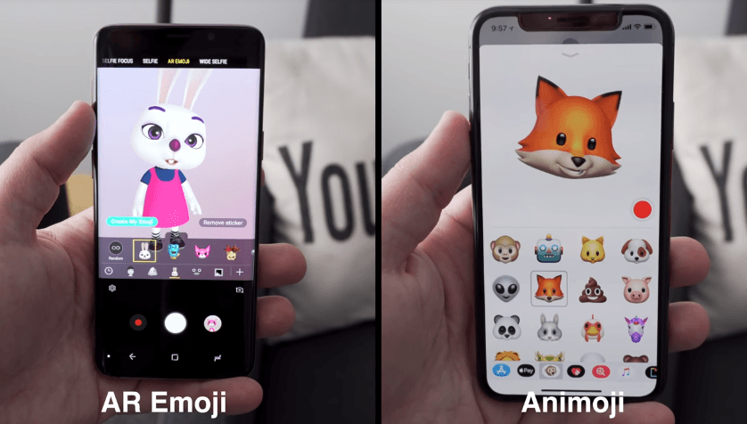 Galaxy S9 AR Emoji vs iPhone X Animoji