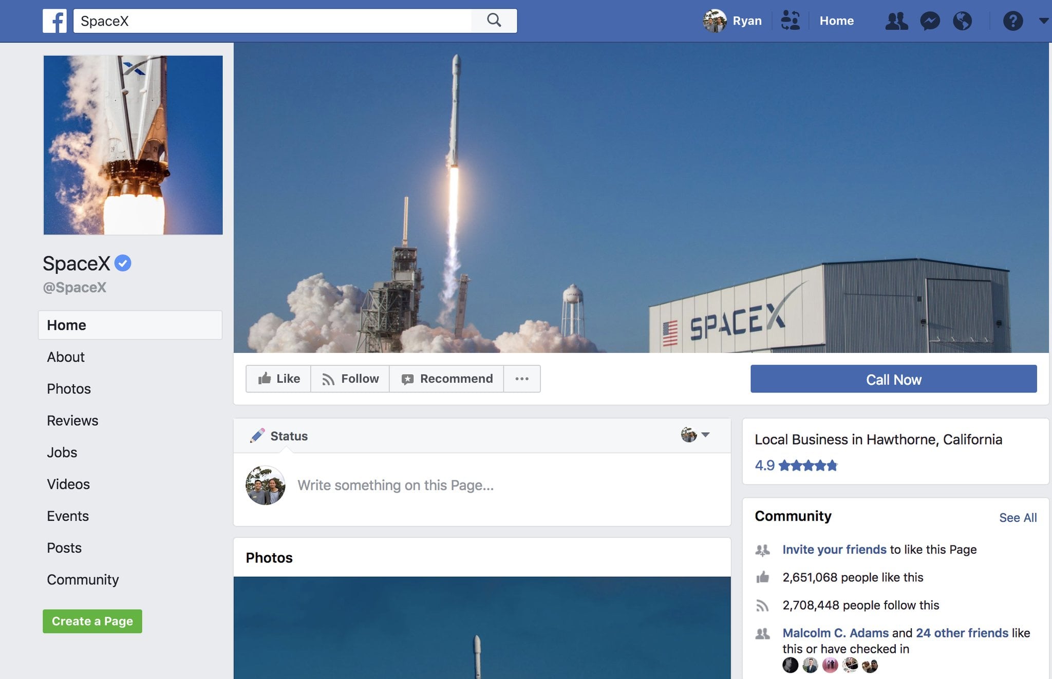 SpaceX Facebook Page