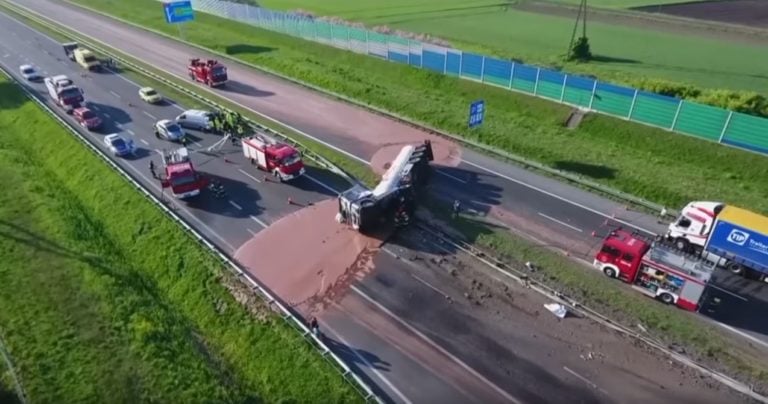 12 Tons Of Chocolate Spills Across Highway In Poland