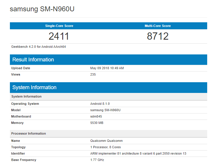 Samsung Galaxy Note 9 Benchmark Test