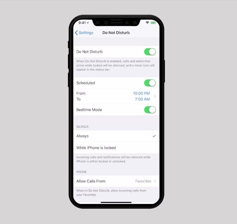 iOS 12 Bedtime Mode