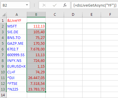Live Market Data In Excel