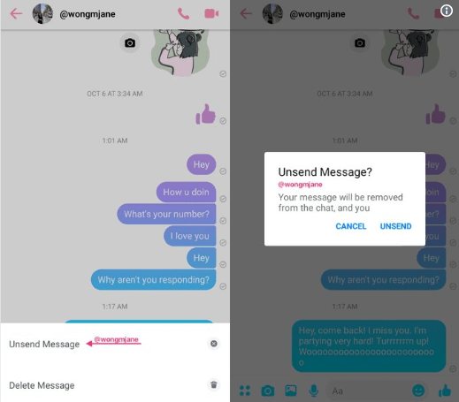 Facebook Messenger Unsend Message