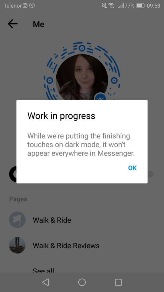 Facebook Messenger Dark Mode