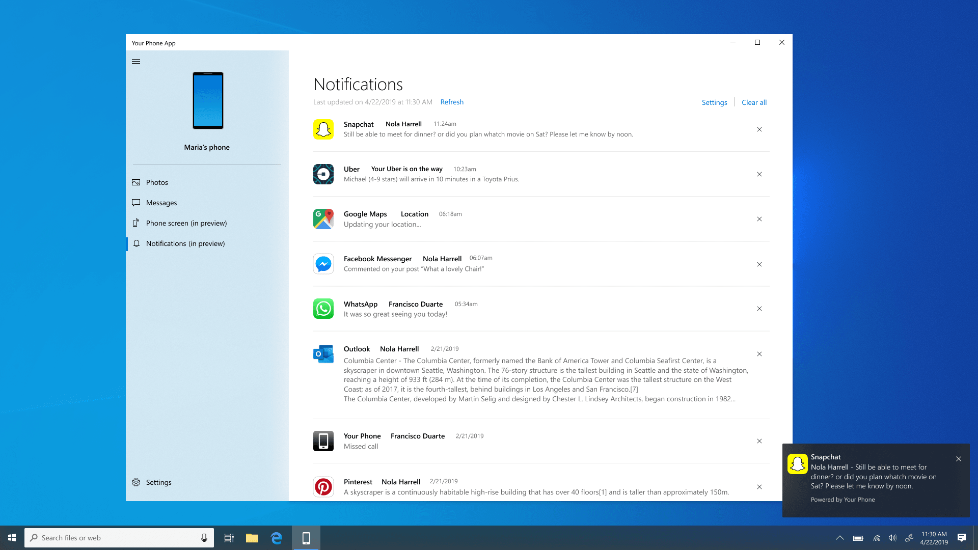 Microsoft Your Phone Feature