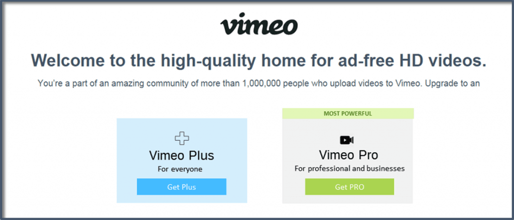 Vimeo Plus or Vimeo Pro