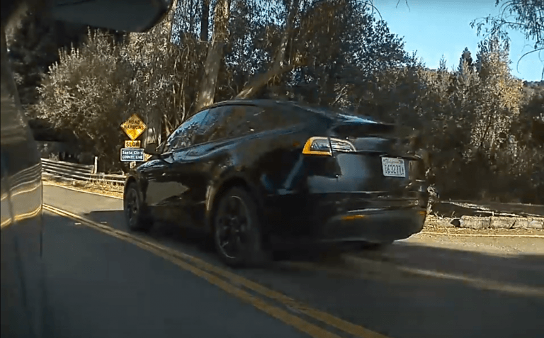 Black Tesla Model Y spotted on a California road