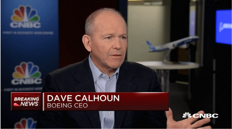Boeing CEO Calhoun On Airline Deferrals And A Difficult Time
