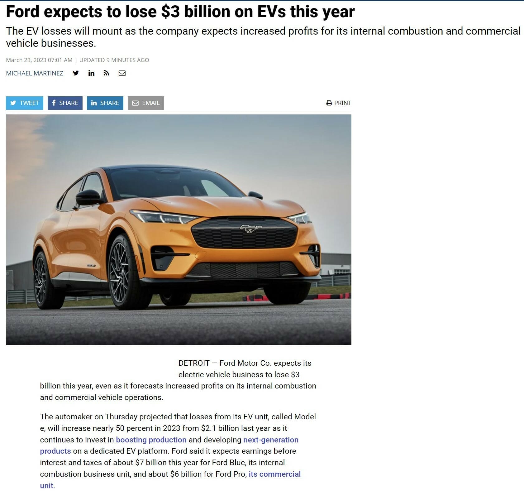 Ford Loss EVs