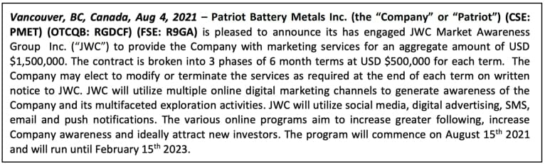 Patriot Battery Metals