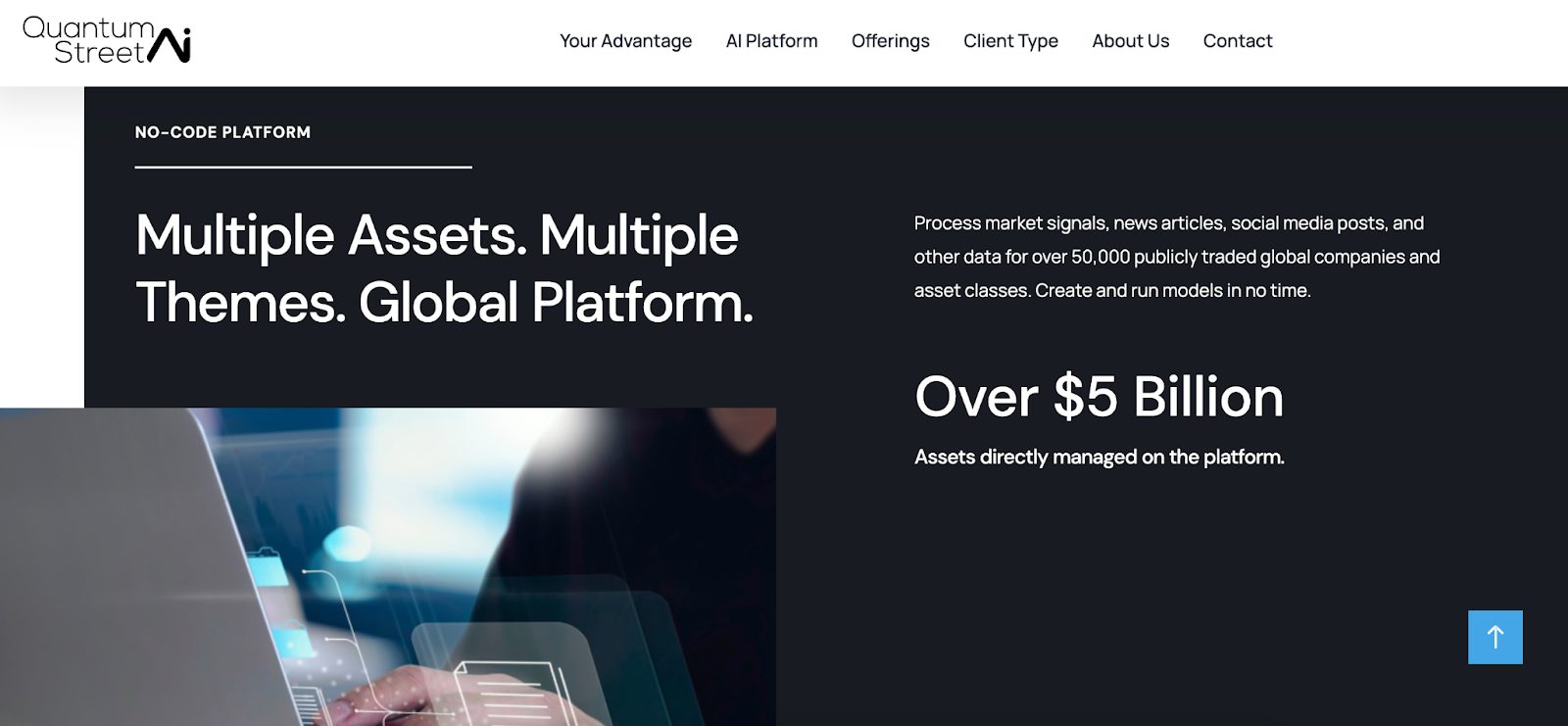 Quantum Street AI stock market predictor tool's homepage