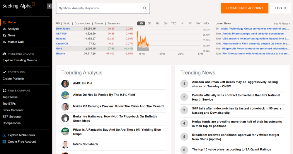 Seeking Alpha Stock Research Homepage