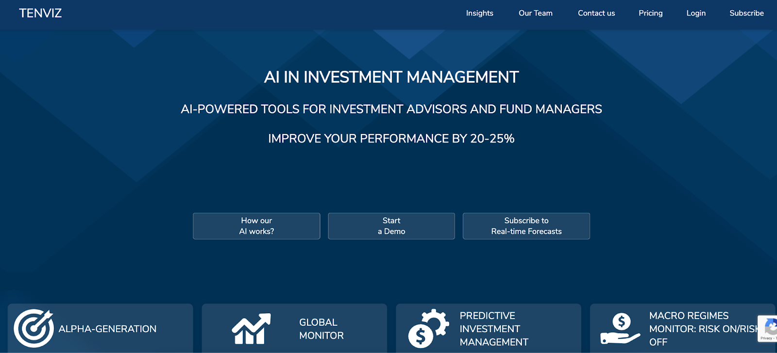screenshot of TenViz homepage
