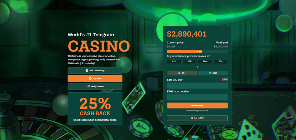 how to buy tg.casino token