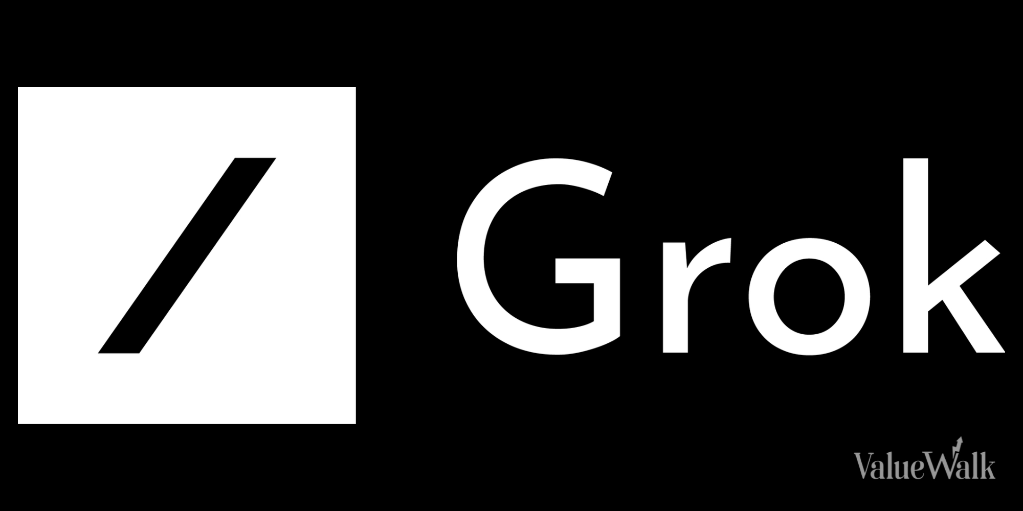 A logo of xAI's chatbot Grok on a black background.