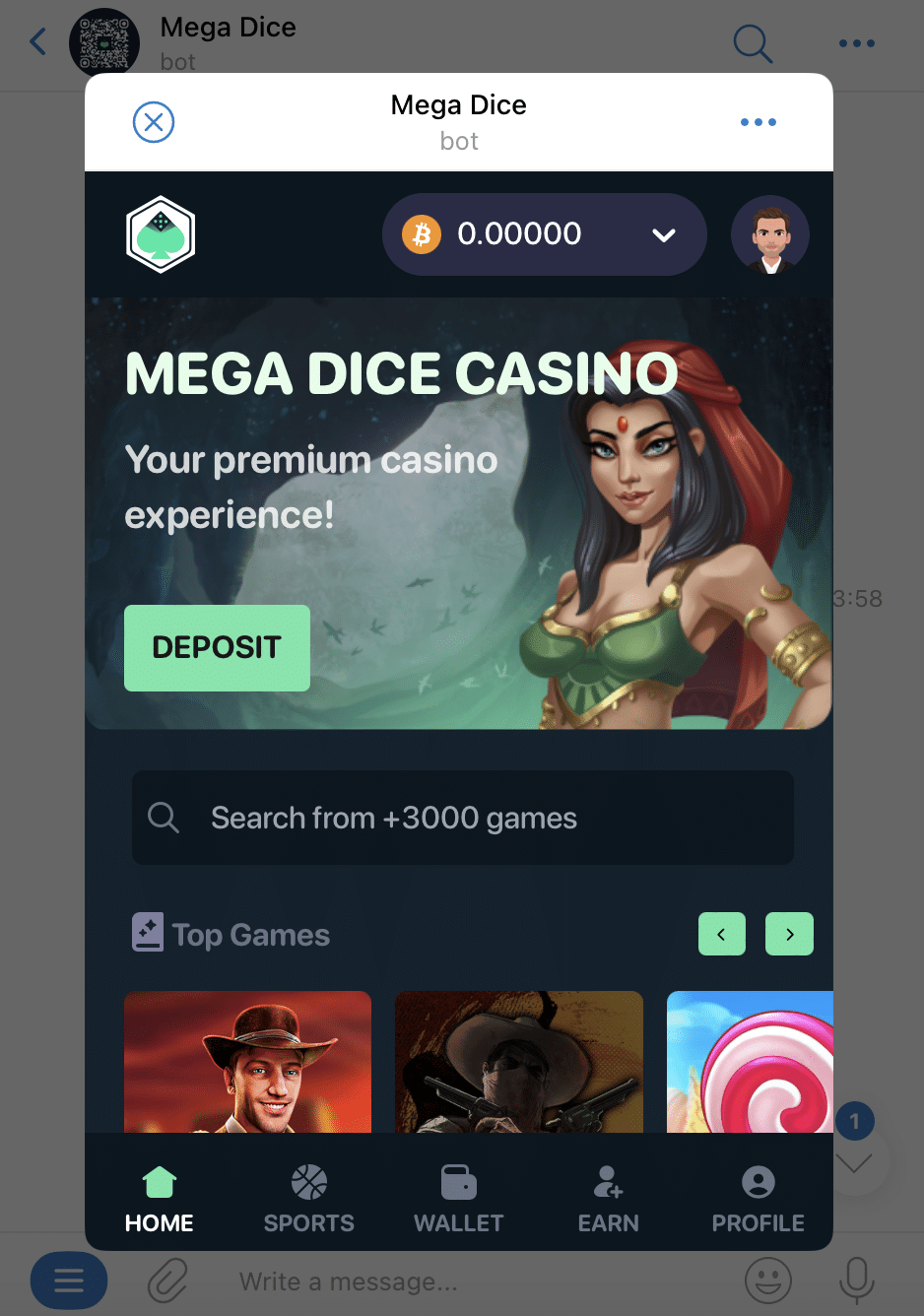 Mega Dice Telegram Bot