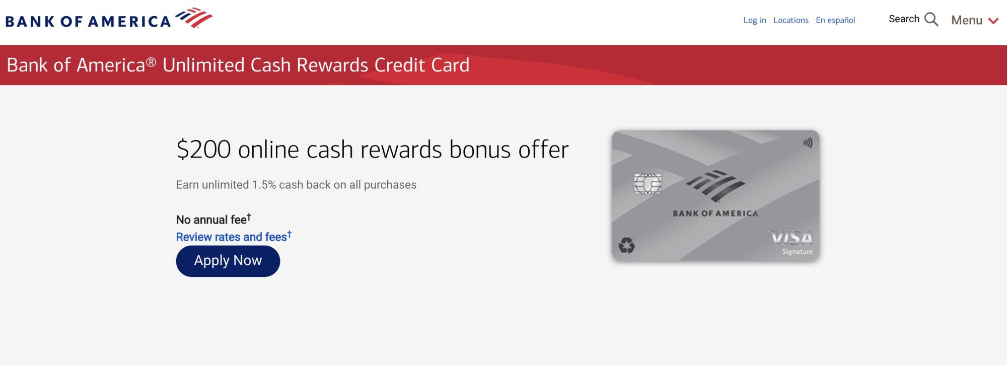 Bank of America® Unlimited Cash Rewards Credit Card