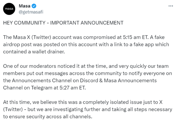 masa twitter compromised