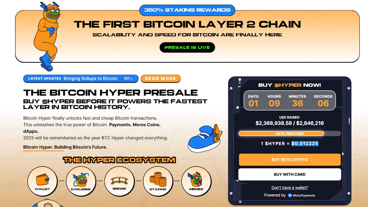A screenshot taken from the Bitcoin Hyper presale page