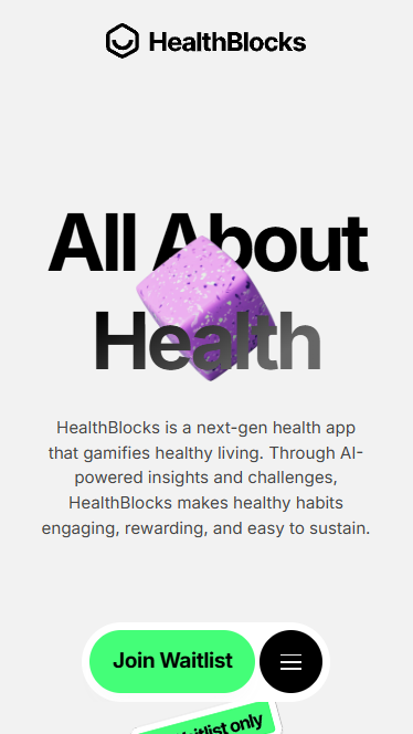 HealthBlocks homepage