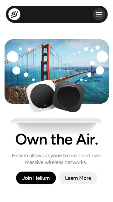 Helium Network homepage