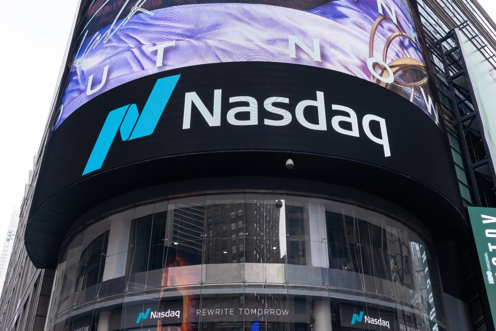 An image of the Nasdaq headquarters in New York City