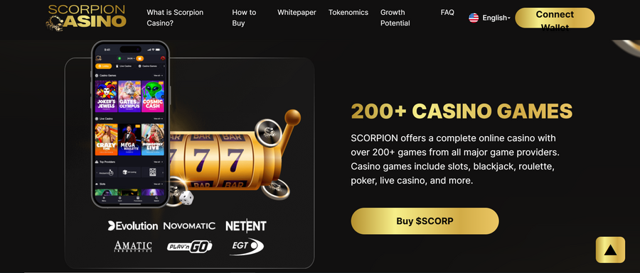 Scorpion Casino features games from major providers like Evolution Gaming and NetEnt,