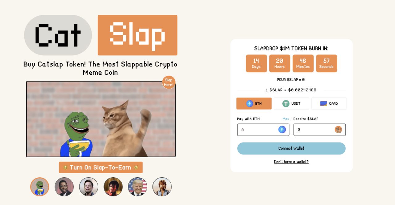 Catslap Token Presale Homepage