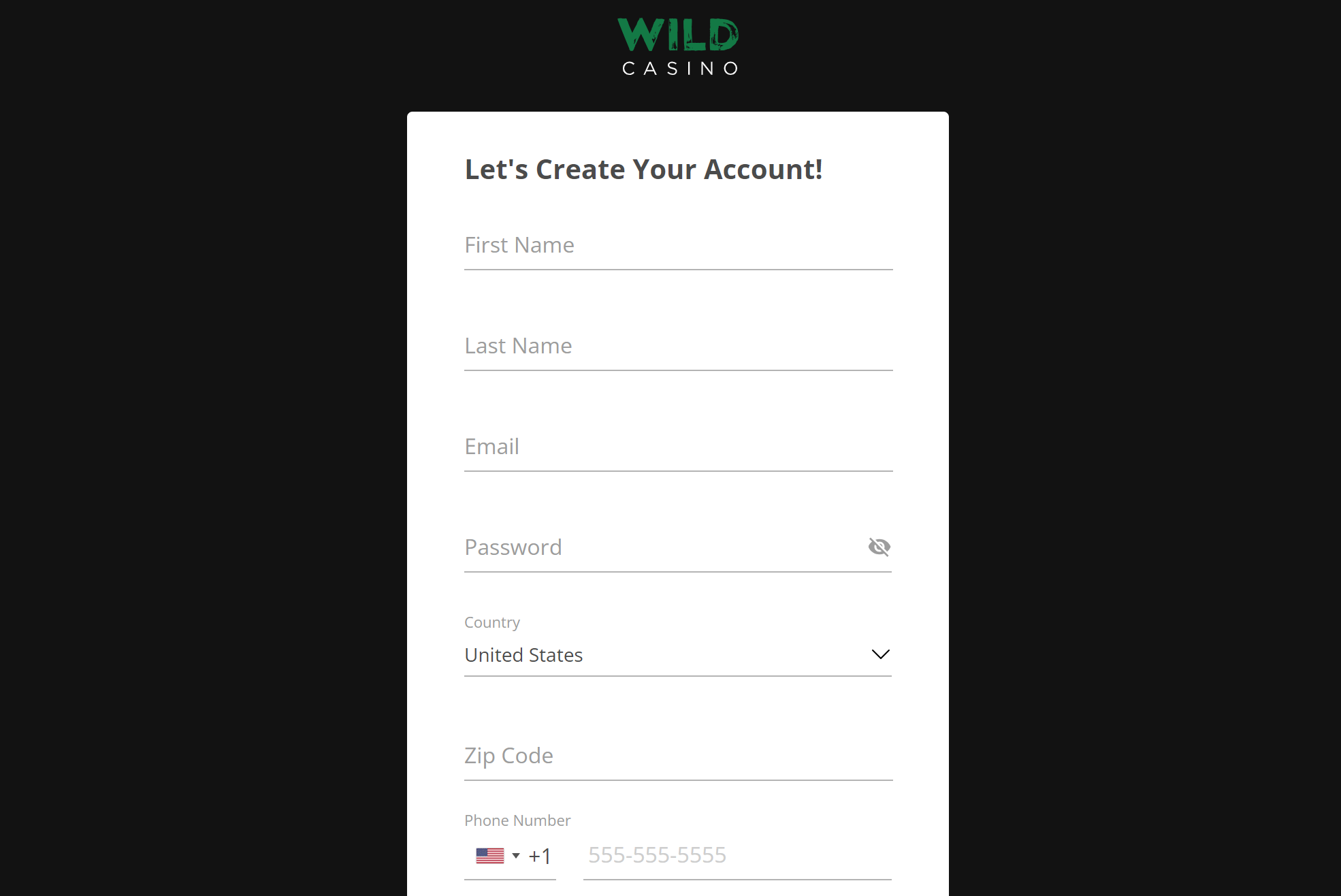 Sign Up for Wild Casino