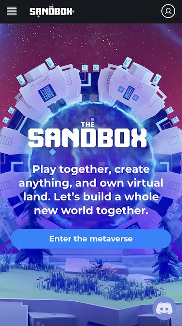The Sandbox homepage
