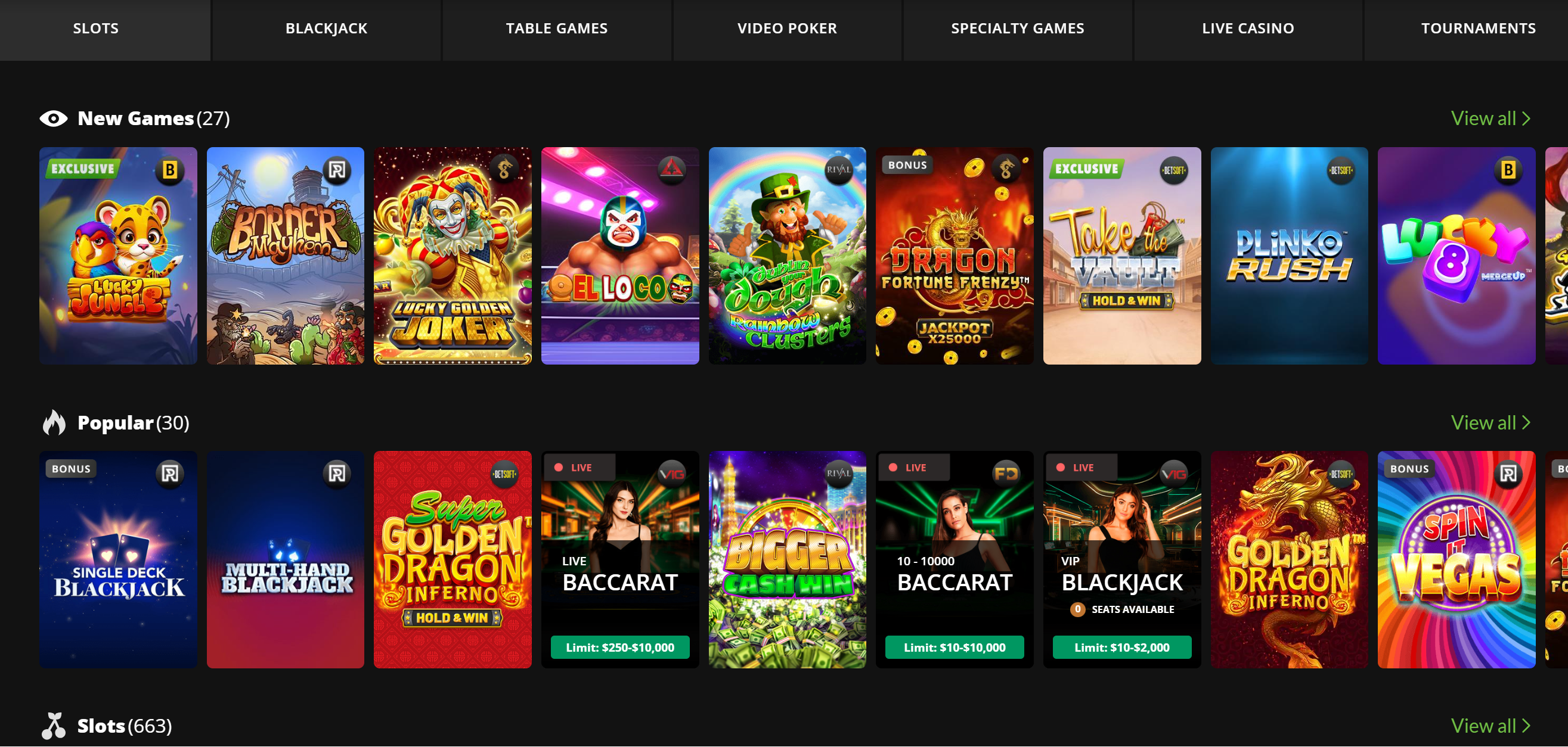 Casino Games at Wild Casino