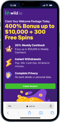 Wild.io online slots with crypto on mobile