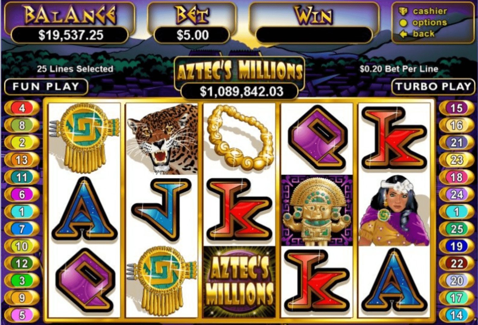 Aztecs Millions Slot Game from Real Time Gaming