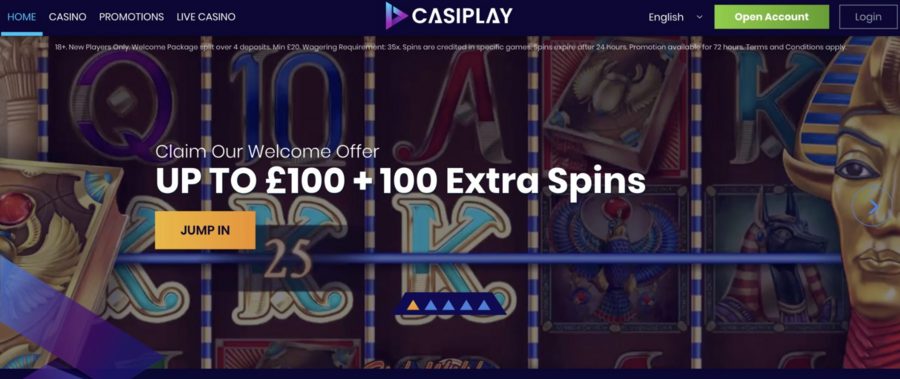 Register at Casiplay and score £100 in bonus cash, which you can use to play live games from Evolution Gaming