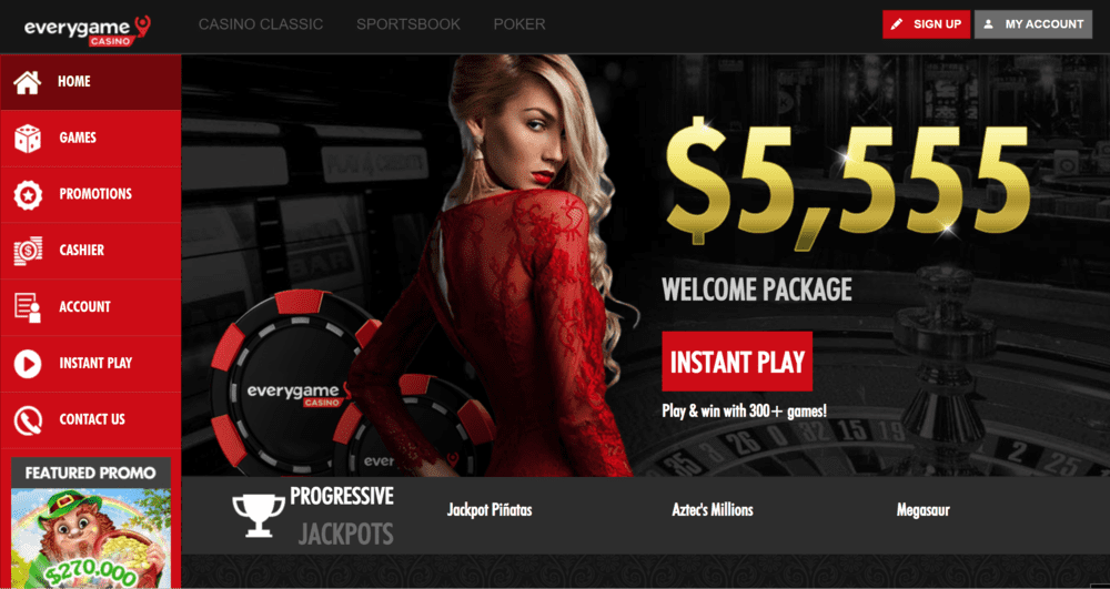 Everygame Casino app $5,555 welcome package