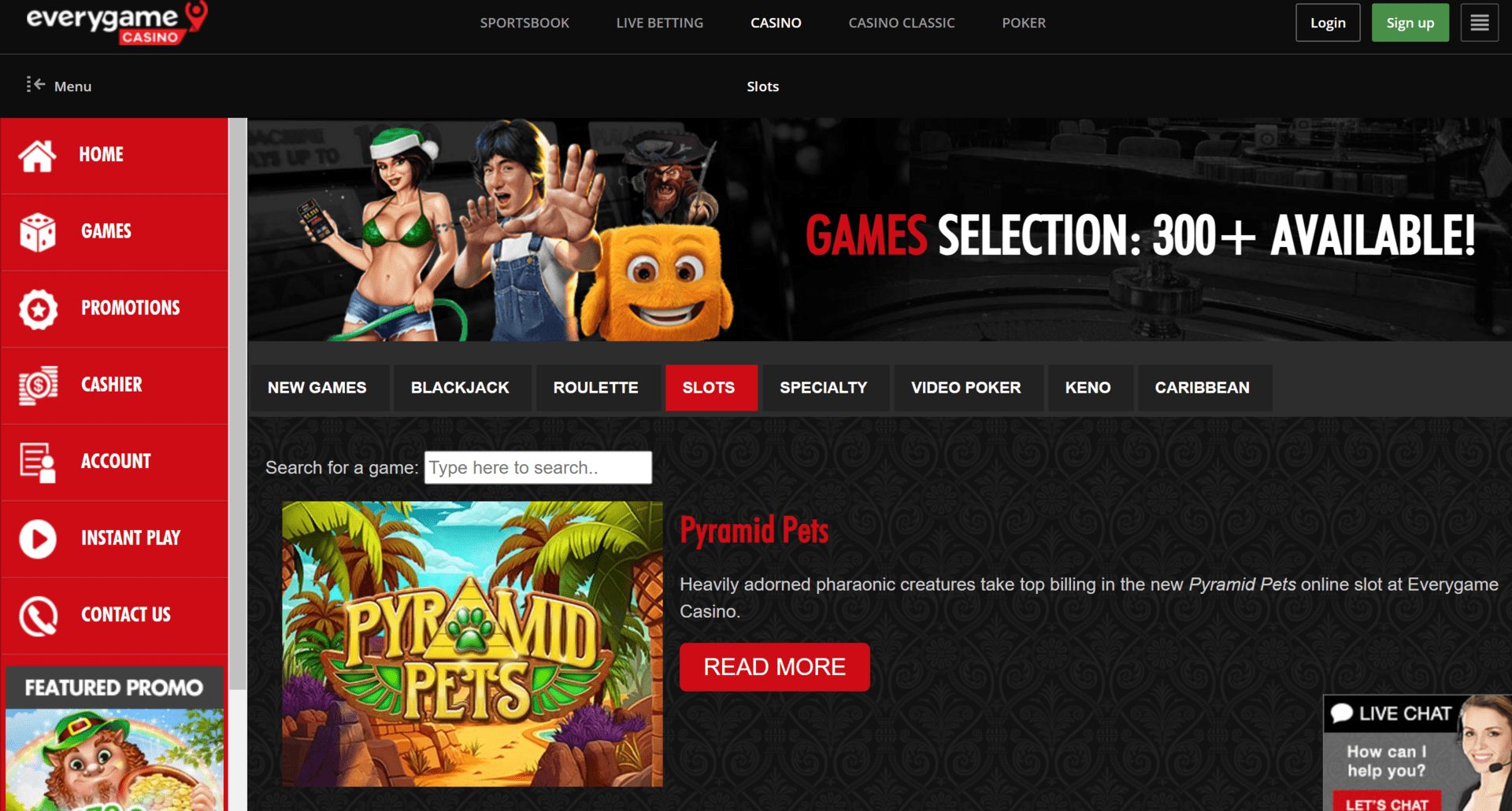 Everygame Casino Slots Site with 300+ Games