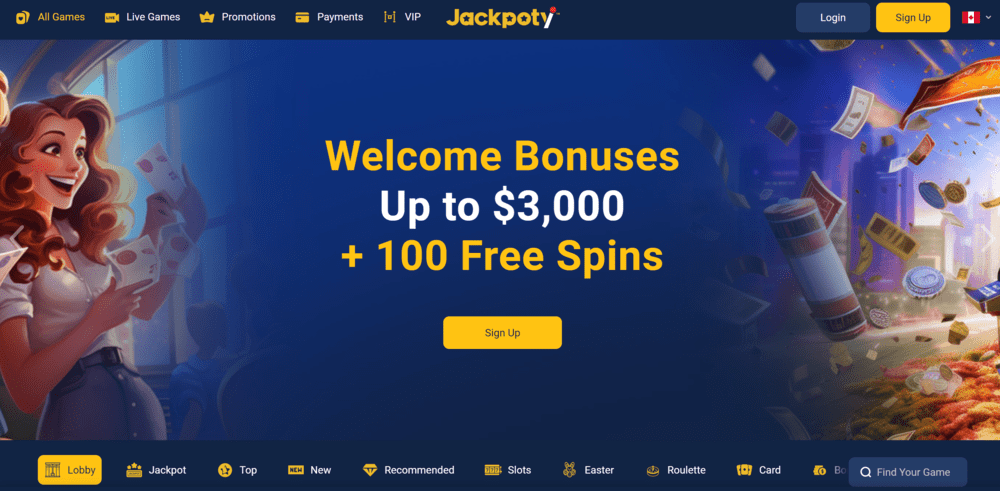 Jackpoty casino is the overall best online casino in Canada