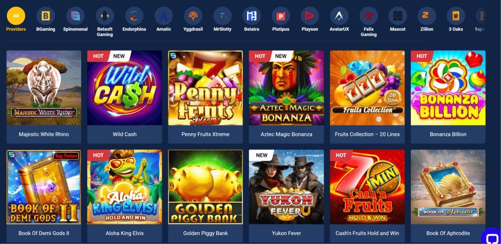 Online casino games at Jackpoty