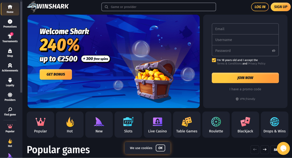 Winshark online casino in Canada