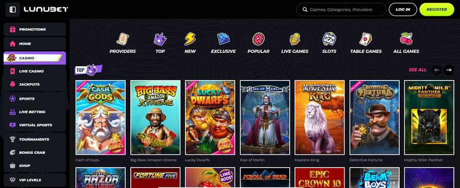 Lunubet features shortcuts to its popular casino and sports categories, helping you find your favorite entertainment options faster.