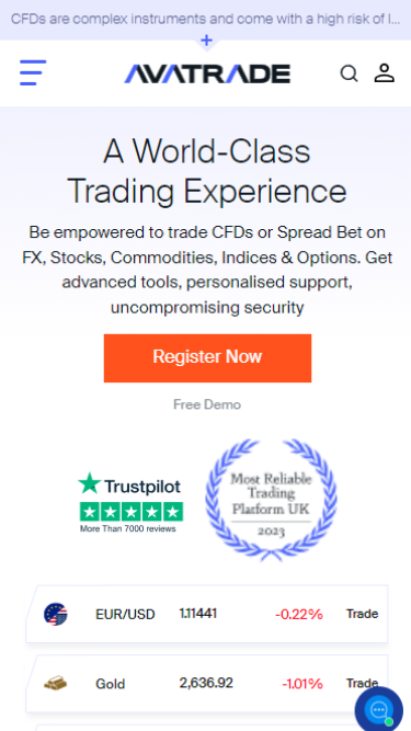 a screenshot of the avatrade homepage