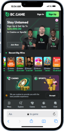 BC.Game homepage for bitcoin cash casinos