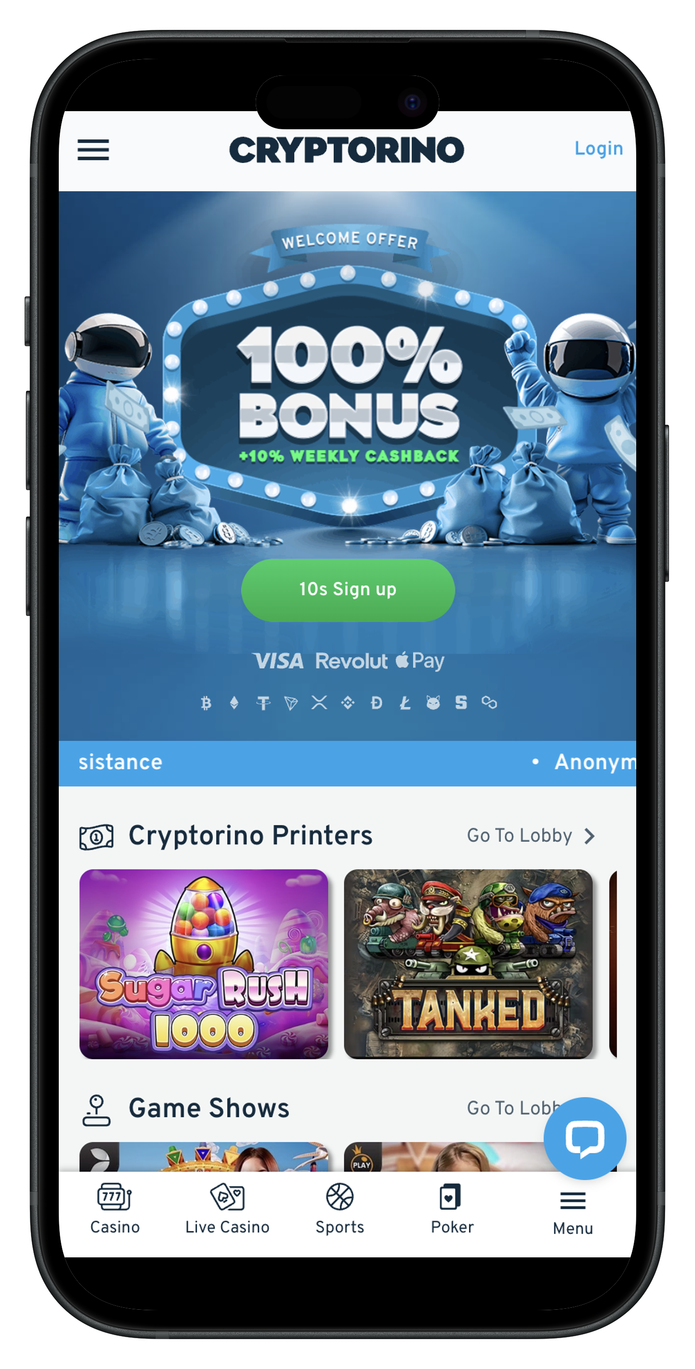 Cryptorino - newest crypto casino