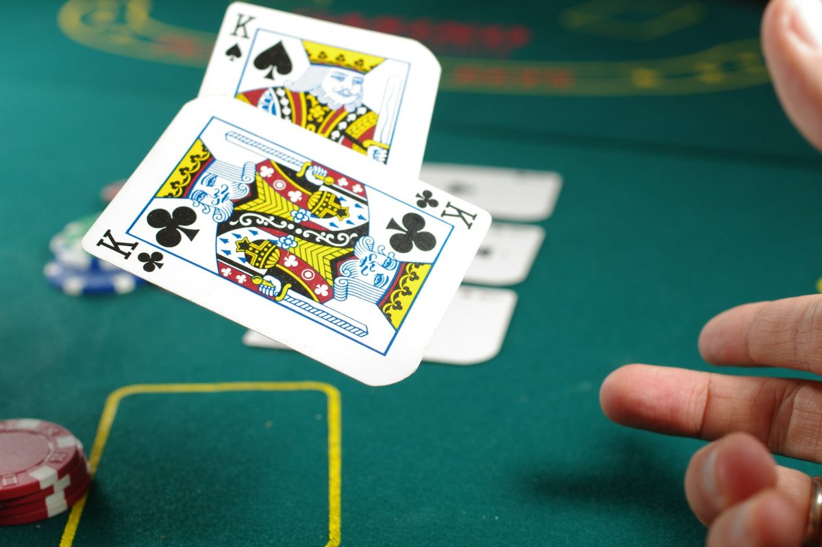 casino table with cards