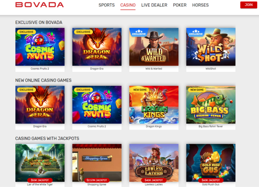 Bovada has it all: slots, live dealer games, poker, and sports betting