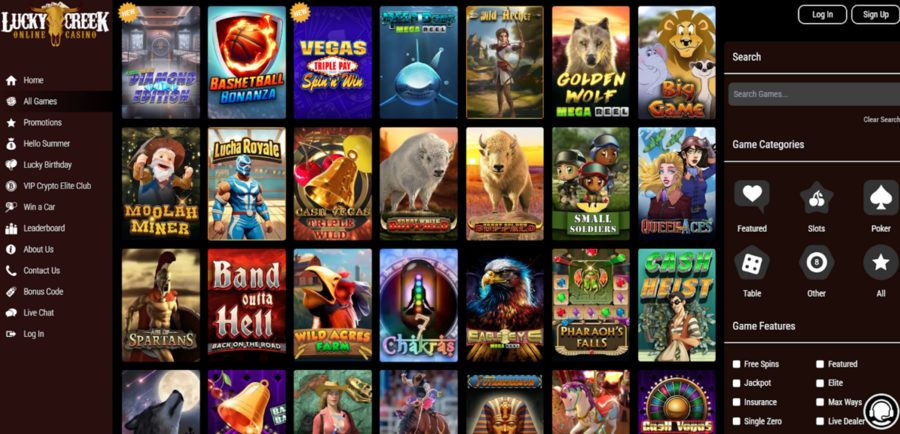 Throw on your cowboy boots and play at Lucky Creek, a Western saloon-themed casino